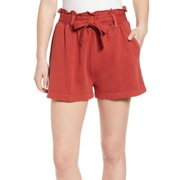 BP Rust Cinnabar Paperbag High Waist Shorts NWT